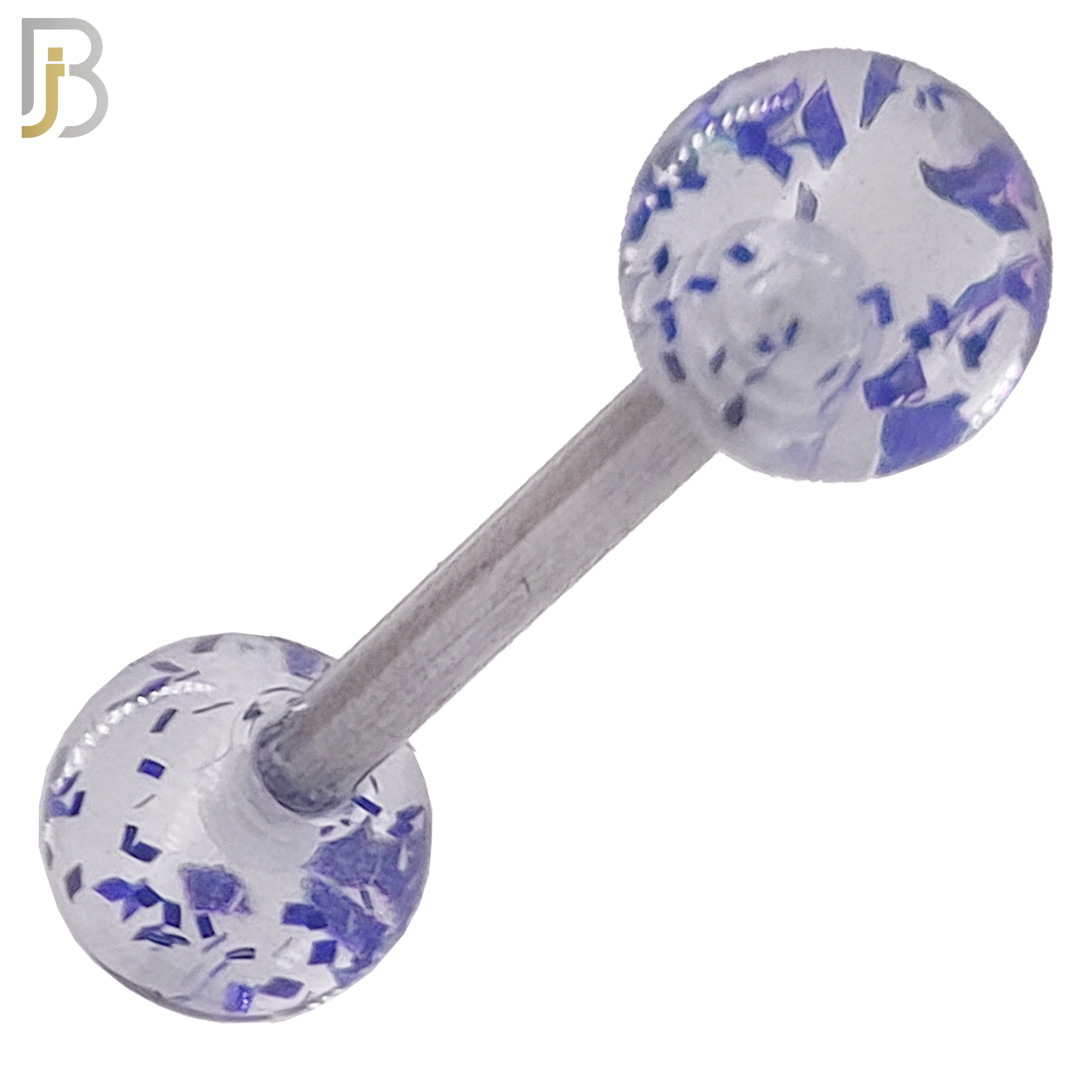BB04C - 316L Surgical Steel Screw Barbell with Clear Glitter Acrylic Ball Screw External Threaded (PACK OF 6) image 0