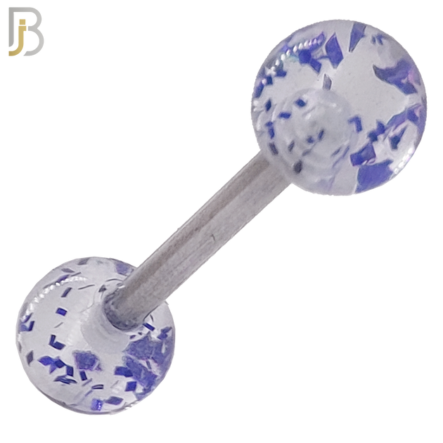BB04C - 316L Surgical Steel Screw Barbell with Clear Glitter Acrylic Ball Screw External Threaded (PACK OF 6) image 0